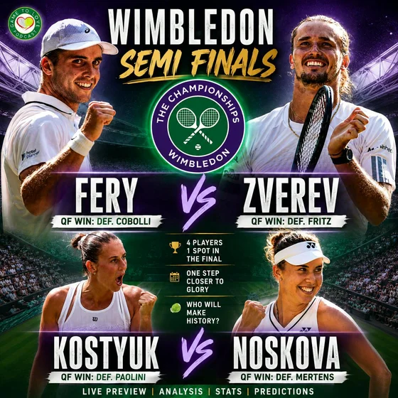 Fery vs Zverev | Kostyuk vs Noskova | Wimbledon 2026 | Semi Final Preview & Predictions