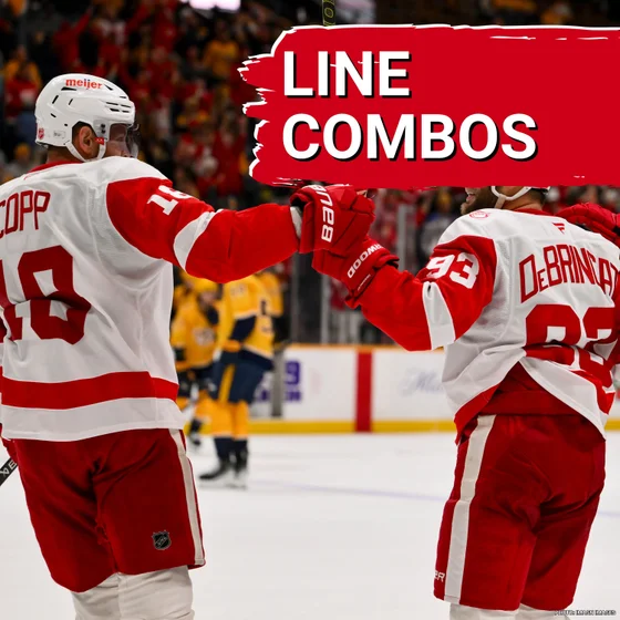 LINE COMBOS: Copp, Raymond and DeBrincat poised to be the Red Wings top line