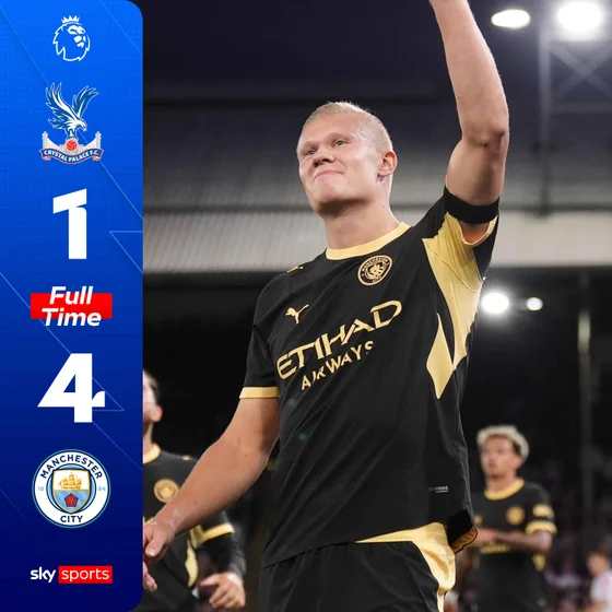 Cherki and Haaland star as Man City thrash Crystal Palace on