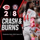 Game 116 - Nationals 8, Reds 2 (Chase Burns winning streak snapped at 12 games)