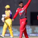 Sam Curran and Khuzaima bin Tanveer after victory over the Sharjah Warriorz